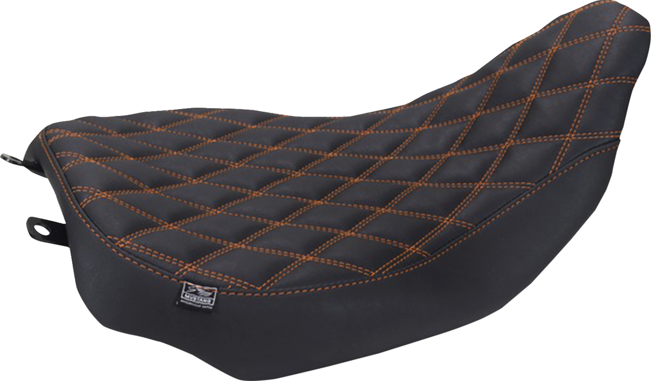 MUSTANG Runaround™ Solo Seat - Double Diamond - Mandarin Orange Stitch - FLT/FLH '23-'26 88020MO