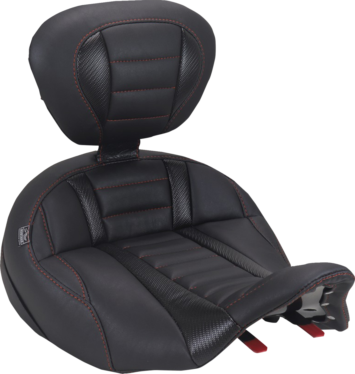 MUSTANG Deluxe Touring Solo Seat - with Driver's Backrest - American Beauty Stitch - FLH/FLT '23-'26 89406AB
