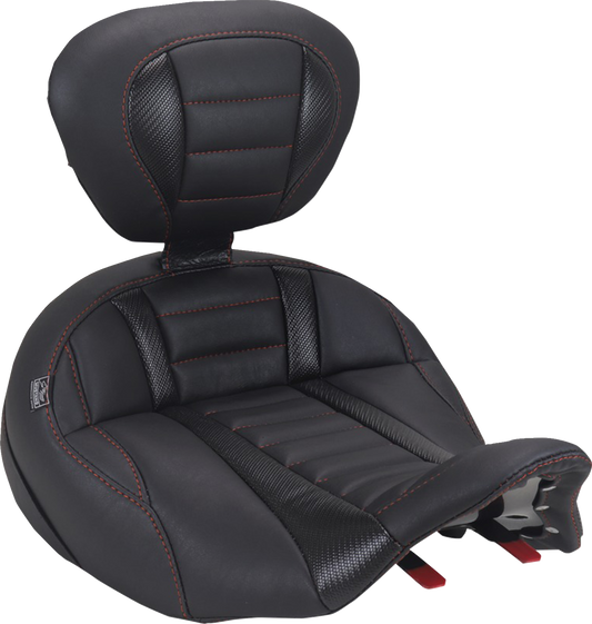 MUSTANG Deluxe Touring Solo Seat - with Driver's Backrest - American Beauty Stitch - FLH/FLT '23-'26 89406AB