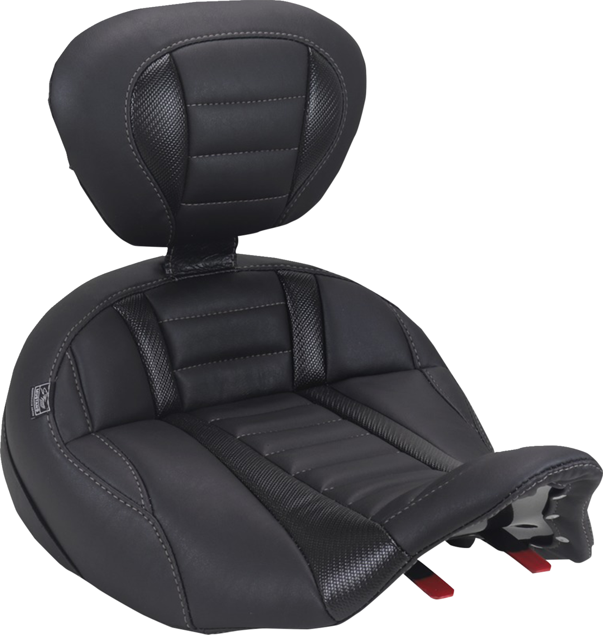 MUSTANG Deluxe Touring Solo Seat - with Driver's Backrest - Gun Metal Gray Stitch - FLH/FLT '23-'26 89406GM