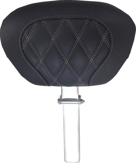 MUSTANG Driver Backrest - Double Diamond - Gun Metal Stitch - FLH/FLT '08-'25 89539GM