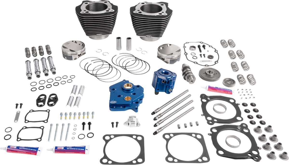S&S CYCLE 132" Power Package - HPT496 - Chain Drive - Oil Cooled - Black with Highlights - 114"/117" M8 310-1390