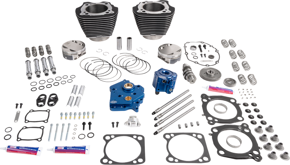 S&S CYCLE 129" Power Package - HPT496 - Gear Drive - Oil Cooled - Black with Highlights - 107" M8 310-1399