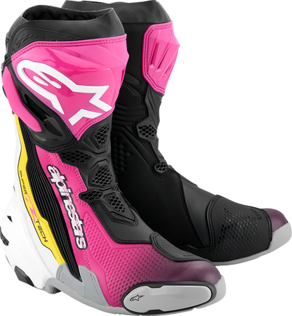 ALPINESTARS Supertech R Boots - Black/Magenta/White/Yellow - US 9.5 / EU 44 2220021-1634- 44