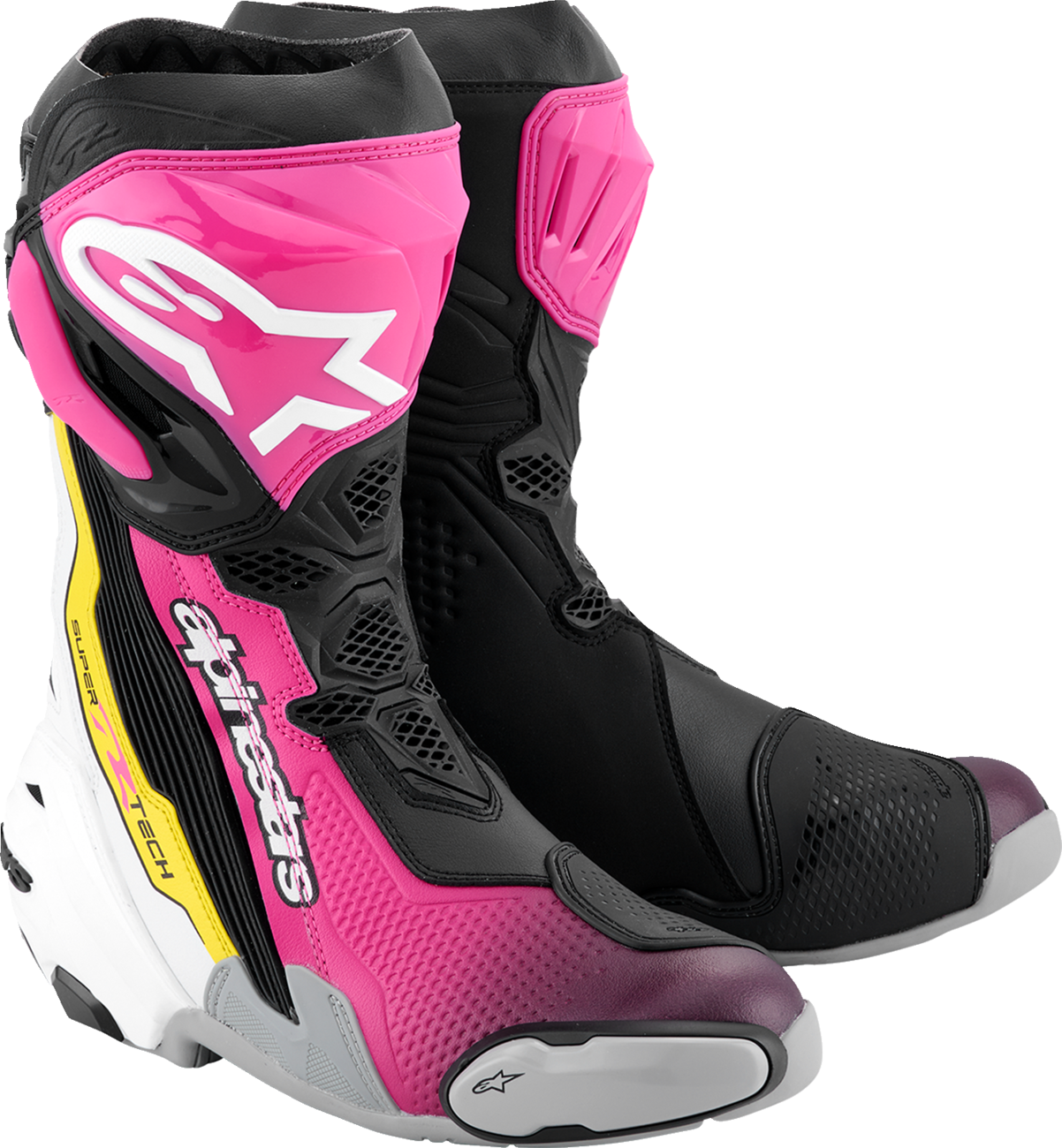 ALPINESTARS Supertech R Boots - Black/Magenta/White/Yellow - US 11.5 / EU 46 2220021-1634- 46