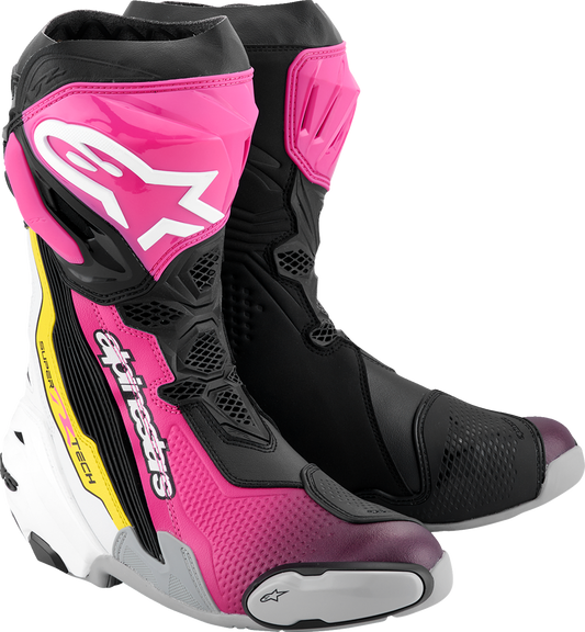 ALPINESTARS Supertech R Boots - Black/Magenta/White/Yellow - US 11.5 / EU 46 2220021-1634- 46
