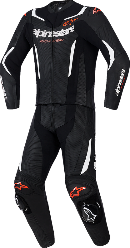 ALPINESTARS GP Force v2 2-Piece Leather Suit - Black/White/Red Fluo - US 44 / EU 54 3160126-1231-54