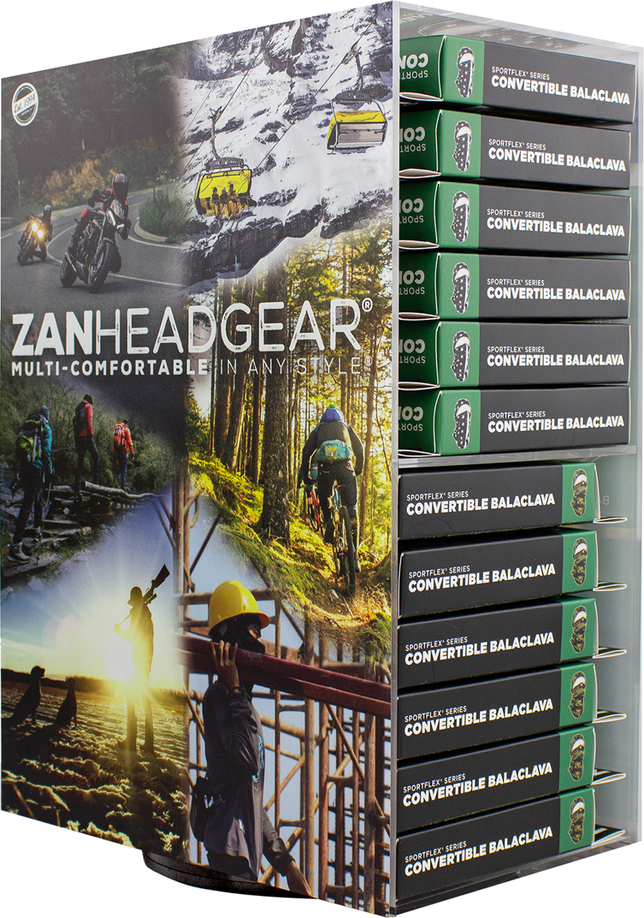 ZAN HEADGEAR Counter Spinner Display - Acrylic for Balas (Part Number: DISPF-ZBALA24LM)
