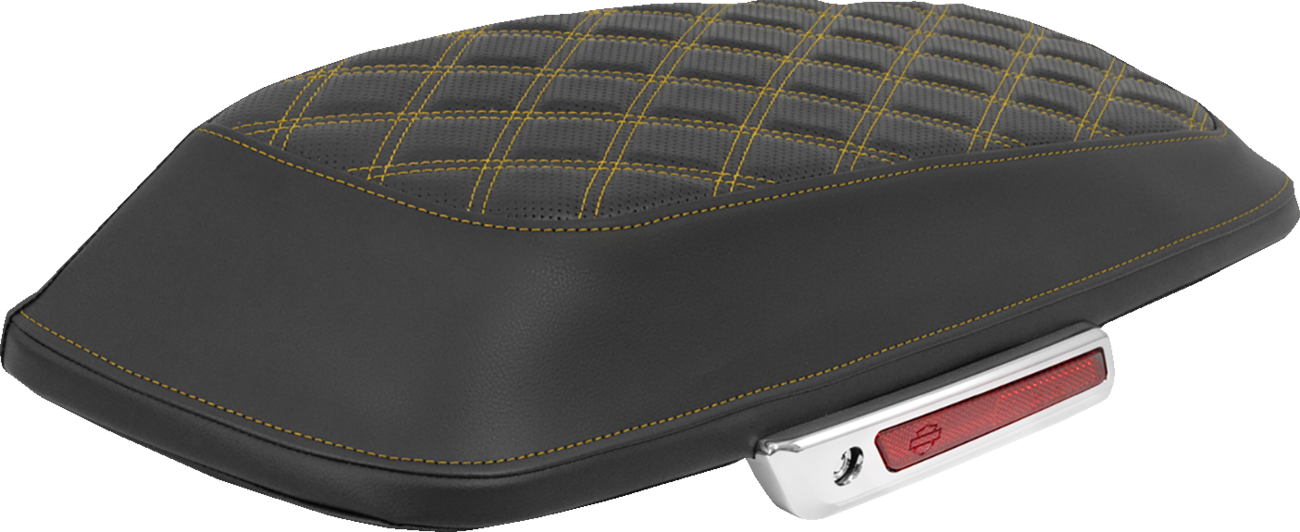 SADDLEMEN Saddlebag Lid Covers - Lattice - Gold Stitch - FLH/FLT '14-'25 L870-14-18407