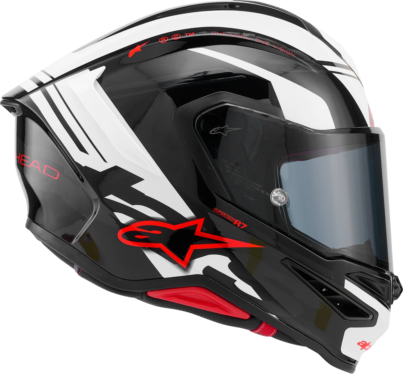 ALPINESTARS Supertech R7 Helmet - 22.06 - A-Core - Gloss Black/White/Red - Small 8203426-1353-S