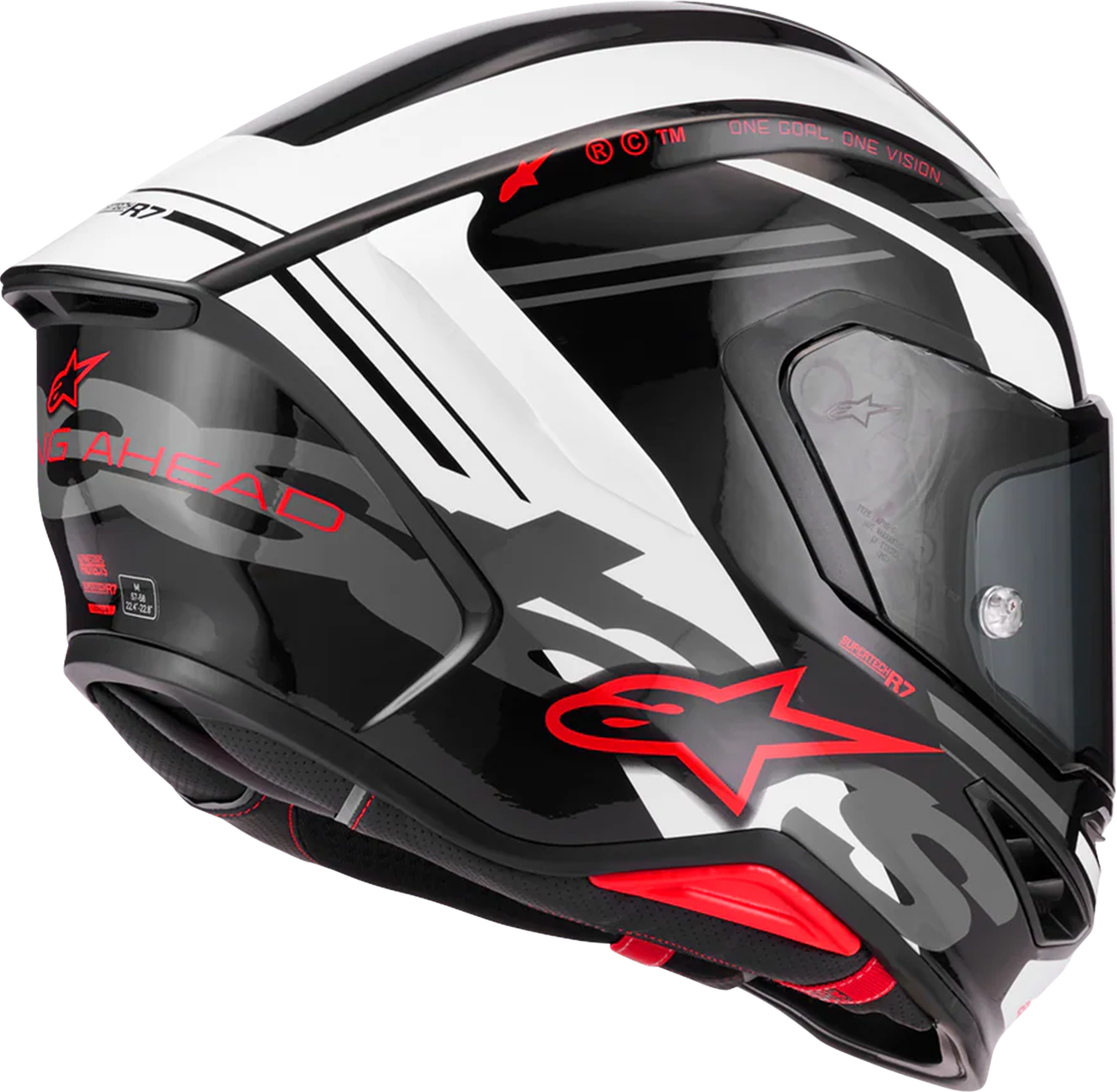 ALPINESTARS Supertech R7 Helmet - 22.06 - A-Core - Gloss Black/White/Red - Small 8203426-1353-S