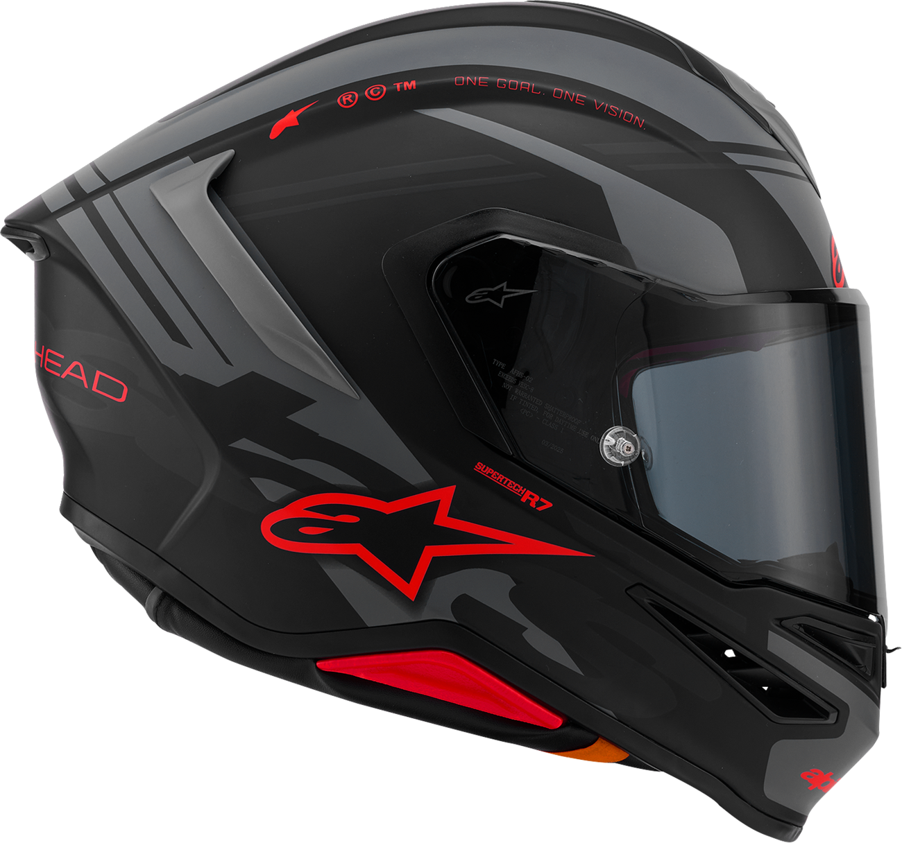 ALPINESTARS Supertech R7 Helmet - 22.06 - A-Core - Matte Black/Gray/Red - Small 8203426-1653-S