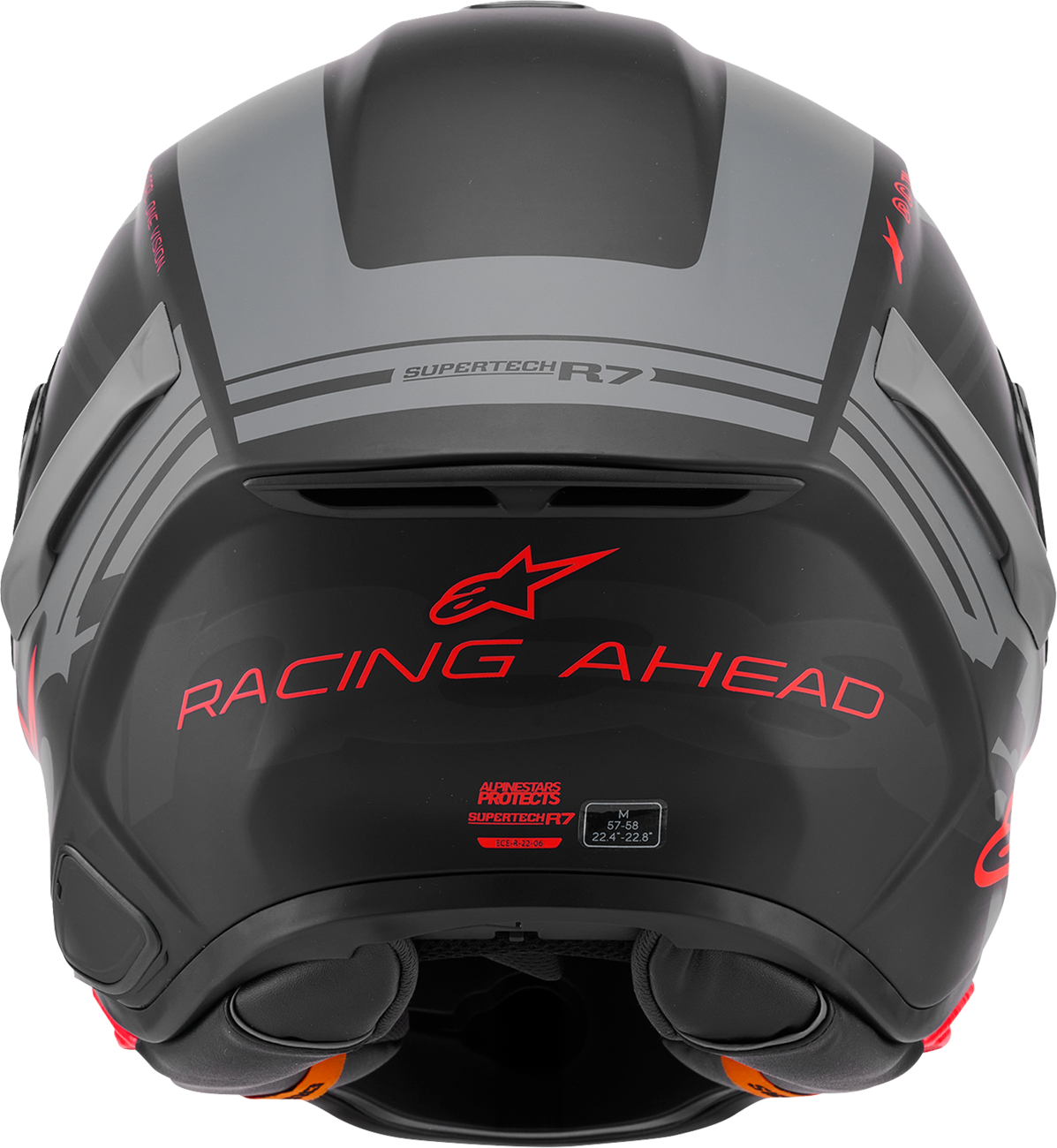 ALPINESTARS Supertech R7 Helmet - 22.06 - A-Core - Matte Black/Gray/Red - Small 8203426-1653-S