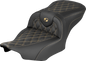 SADDLEMEN RoadSofa™ Seat - without Backrest - Lattice Stitch - Gold Stitch - FLH/FLT '23-'26 823-07-18207