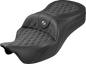 SADDLEMEN Roadsofa™ King Seat - No Backrest - Lattice Stitch - White Stitch - FLH/FLT '08-'25 808-07B-182S06