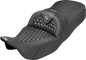 SADDLEMEN Roadsofa™ Seat - Honeycomb Stitch - Gray Stitch - No Backrest - FLH/FLT '08-'25 808-07B-18902