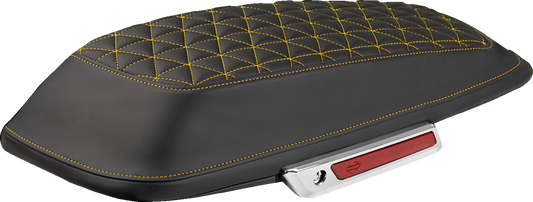 SADDLEMEN Saddlebag Lid Covers - Tri-Gripper - Gold Stitch - FLH/FLT '14-'25 L870-14-21107