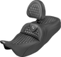 SADDLEMEN Extended Reach RoadSofa™ Seat - Honeycomb - Gray Stitch - with Backrest - FLH/FLT '08-'25 808-07B-190B2