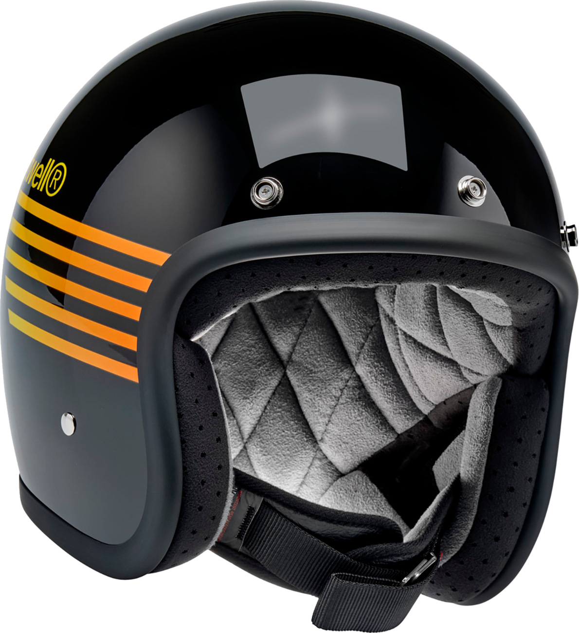BILTWELL Bonanza Helmet - Lightspeed - Gloss Black/Orange/Yellow - XS 1001-5115-201