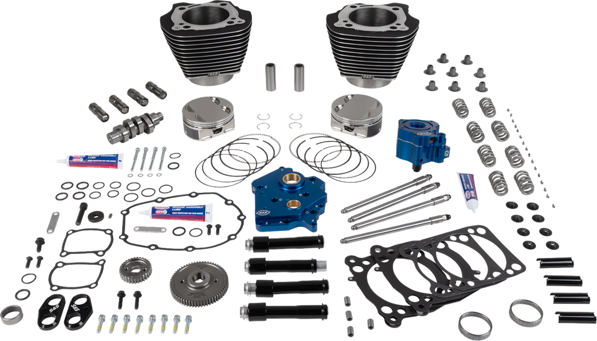 S&S CYCLE Power Pack - Oil Cooled - 496 Gear Drive - Wrinkle Black w/Highlight - M8 310-1399A