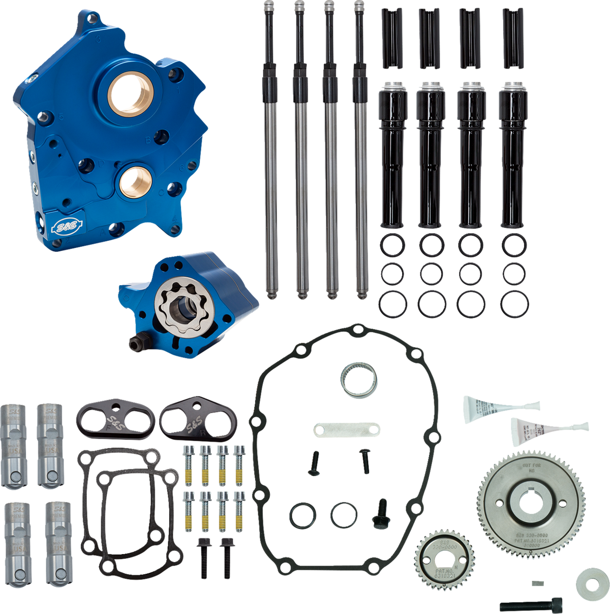 S&S CYCLE Cam Chest - Water Cooled - Gear Drive - Black Pushrod Tubes - M8 310-1260A