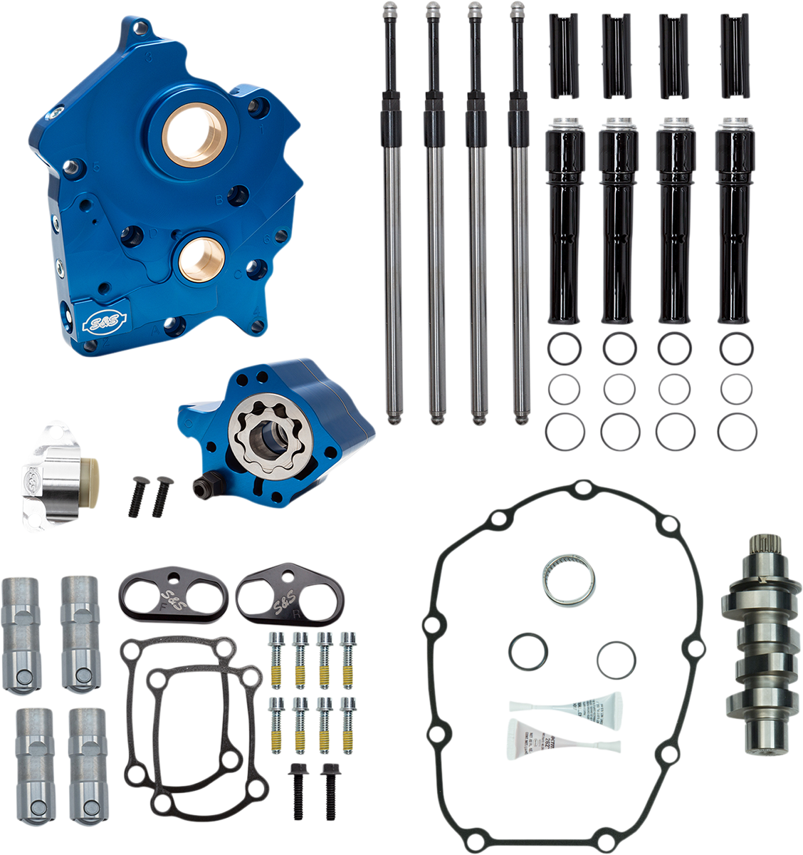 S&S CYCLE Cam Chest Kit - Oil Cooled - Chain Drive - 465 Cam - Black Pushrod Tubes - M8 310-1011C