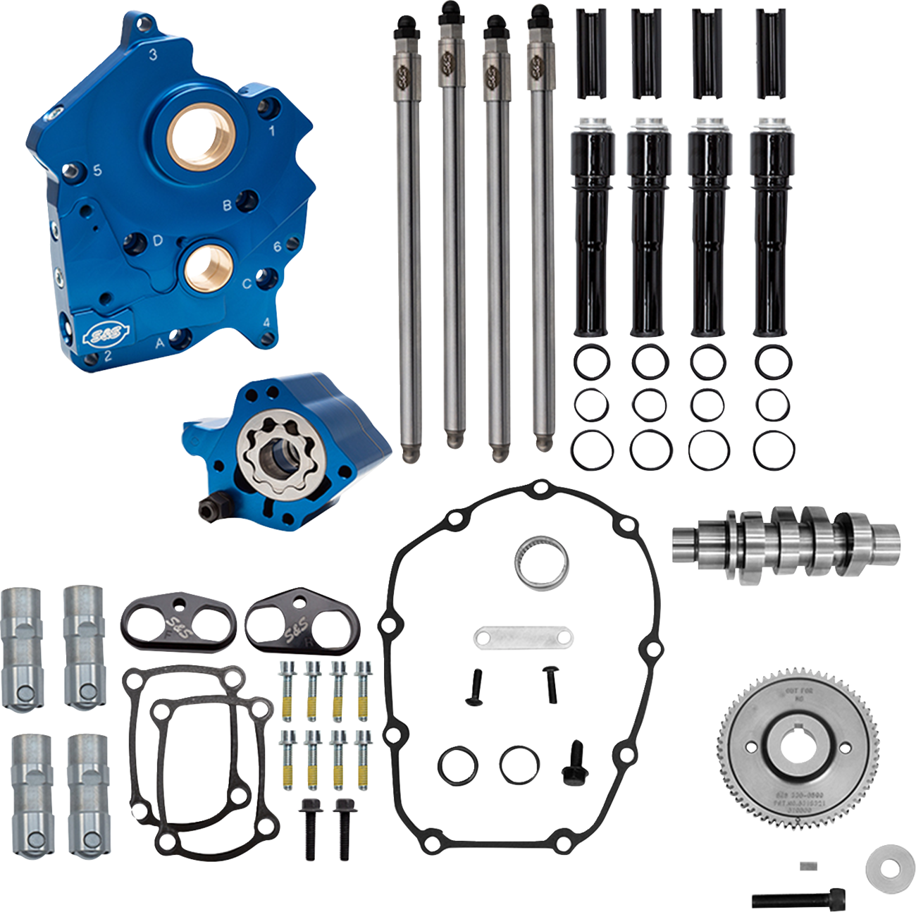 S&S CYCLE Cam Chest Kit - Water Cooled - Gear Drive - 496 Cam - Black Pushrod Tubes - M8 310-1387A