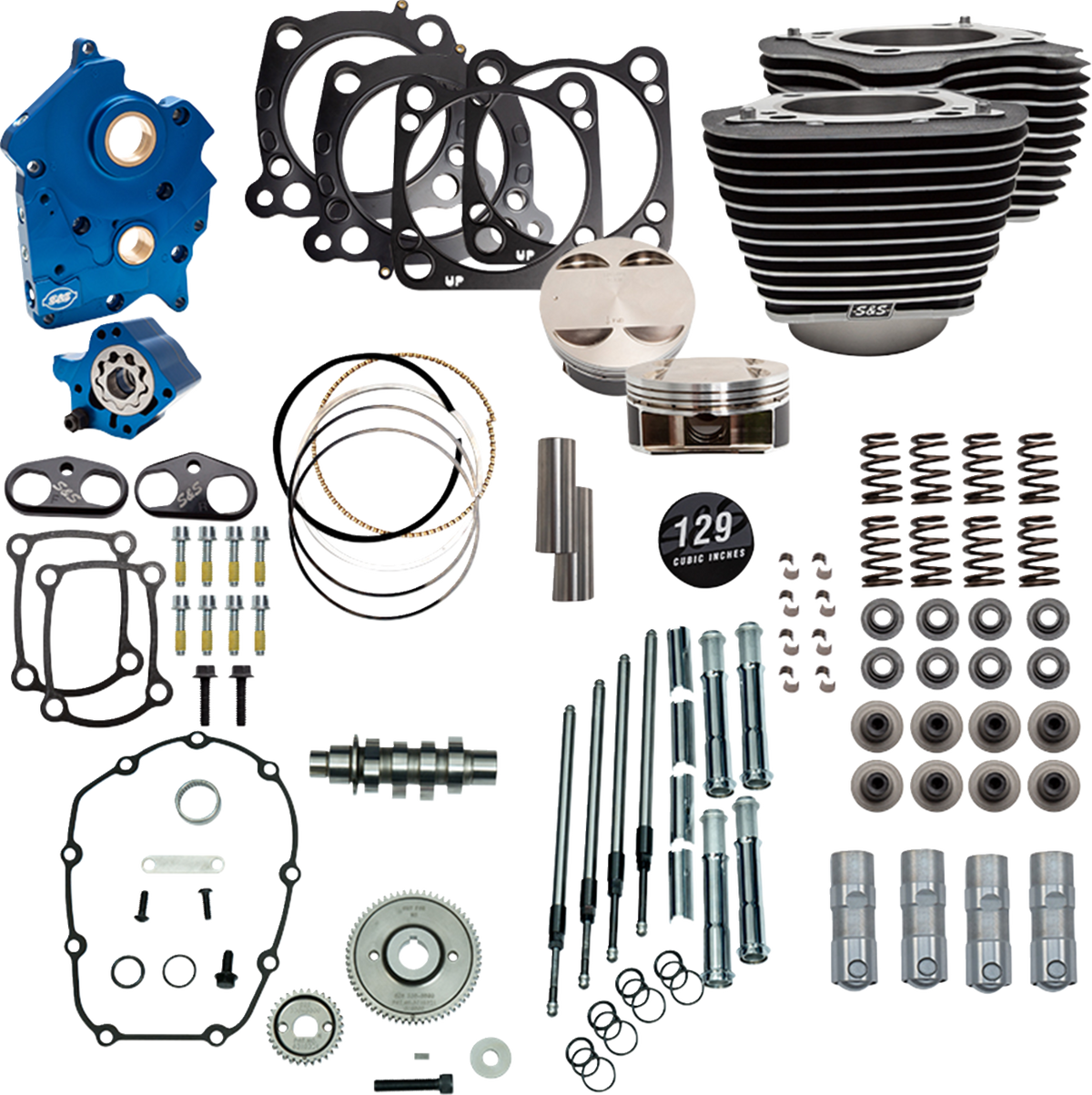 S&S CYCLE Power Pack - Oil Cooled - 550G - Wrinkle Black w/Highlight - Chrome Pushrod Tubes - 107" M8 310-1224D