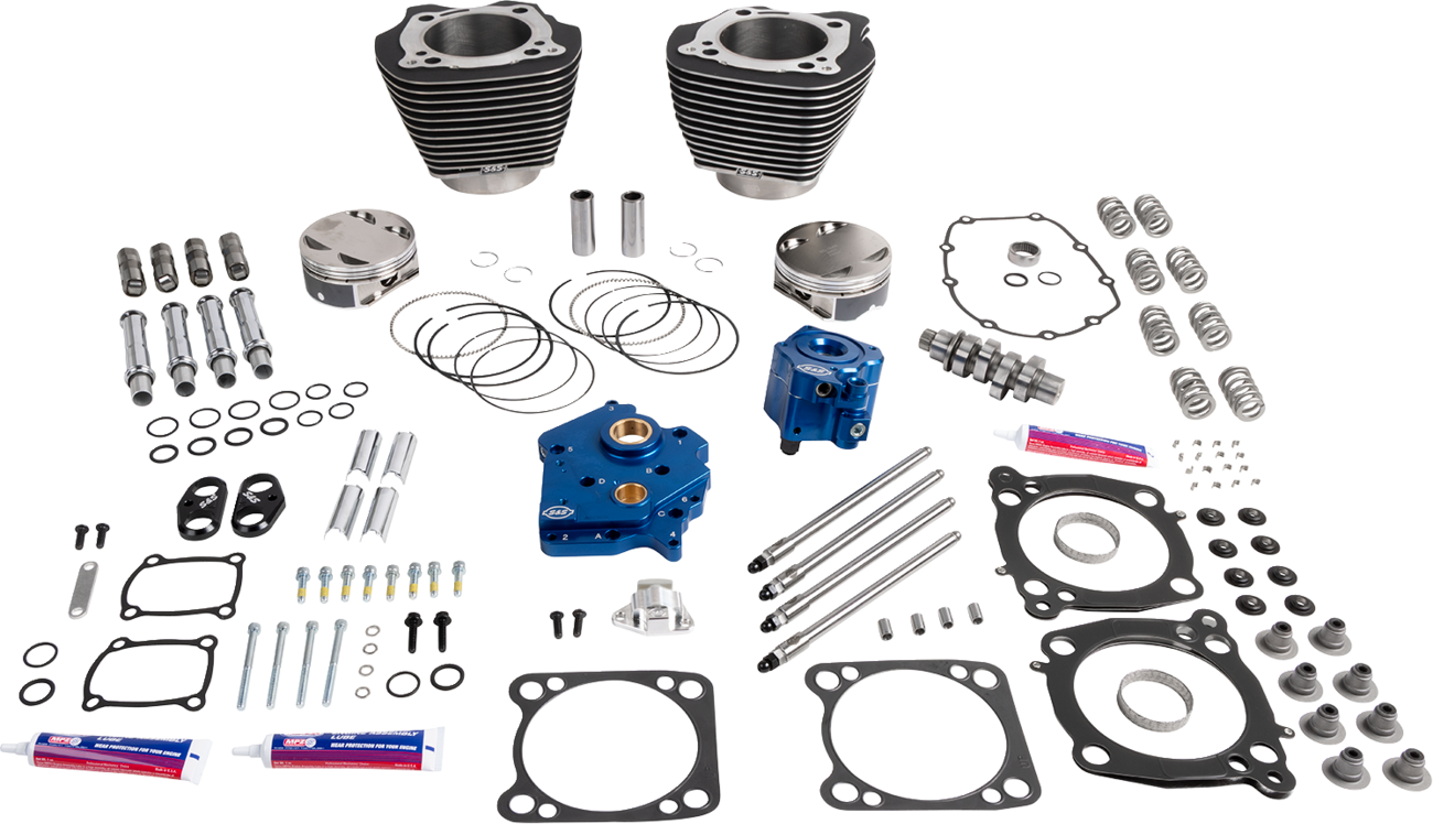 S&S CYCLE Power Package - Water Cooled - 496 Chain Drive - Wrinkle Black w/Highlight - M8 310-1401A