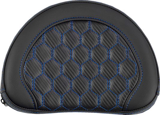 SADDLEMEN Contoured Sissy Bar Pad - Honeycomb - Blue Stitch 051319001