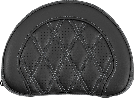 SADDLEMEN Contoured Sissy Bar Pad - Lattice Stitch - Silver Stitch 051318405