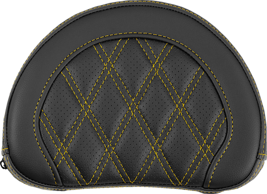 SADDLEMEN Contoured Sissy Bar Pad - Lattice Stitch - Gold Stitch 051318407