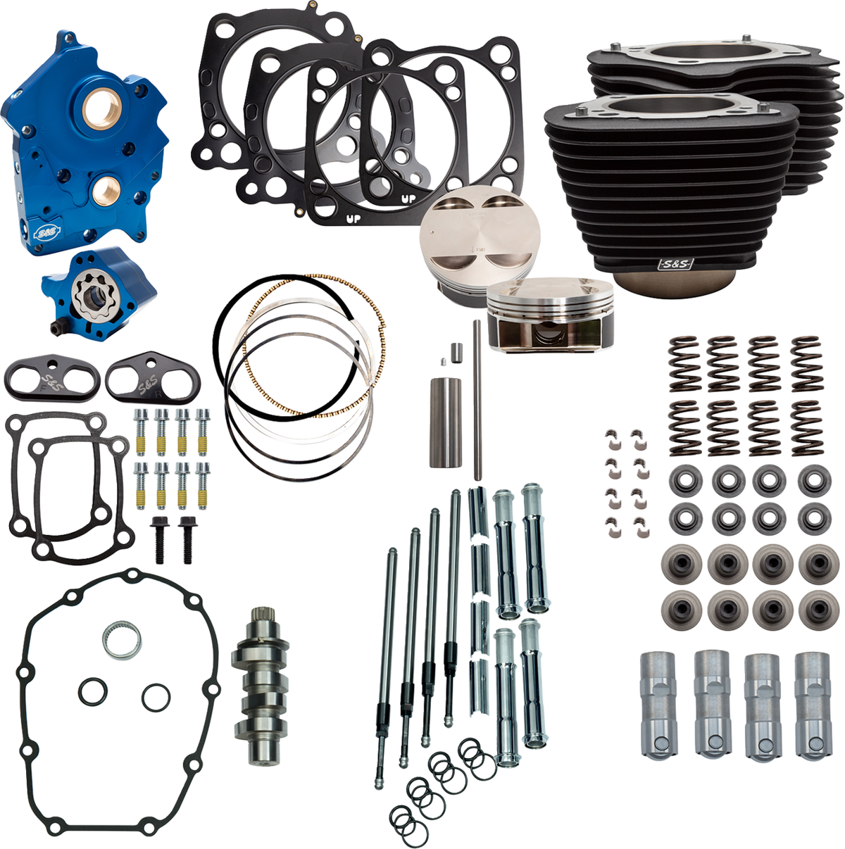 S&S CYCLE Power Pack - Oil Cooled - 550C - Wrinkle Black w/o Highlight - Chrome Pushrod Tubes - M8 310-1105D