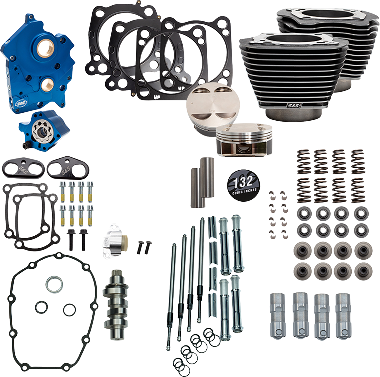 S&S CYCLE Power Pack - Water Cooled - 550C - Black Granite w/Highlight - Chrome Pushrod Tubes - 114"/117" M8 310-1235D