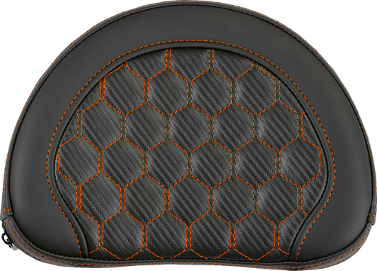 SADDLEMEN Contoured Sissy Bar Pad - Honeycomb - Orange Stitch 051319003