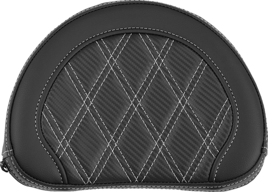 SADDLEMEN Contoured Sissy Bar Pad - Lattice Stitch - Silver Stitch 051320705