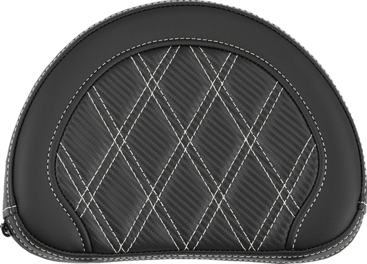 SADDLEMEN Contoured Sissy Bar Pad - Lattice Stitch - White Stitch 051320706