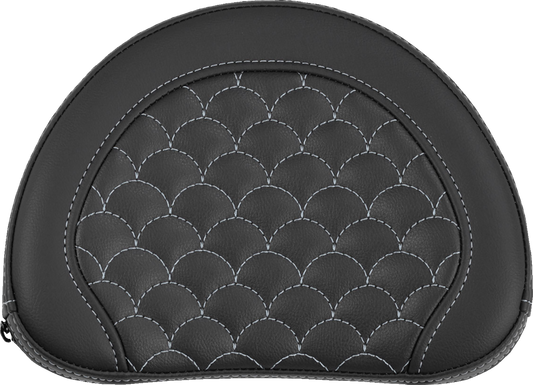 SADDLEMEN Contoured Sissy Bar Pad - Dragon Scale - Silver Stitch 051320905