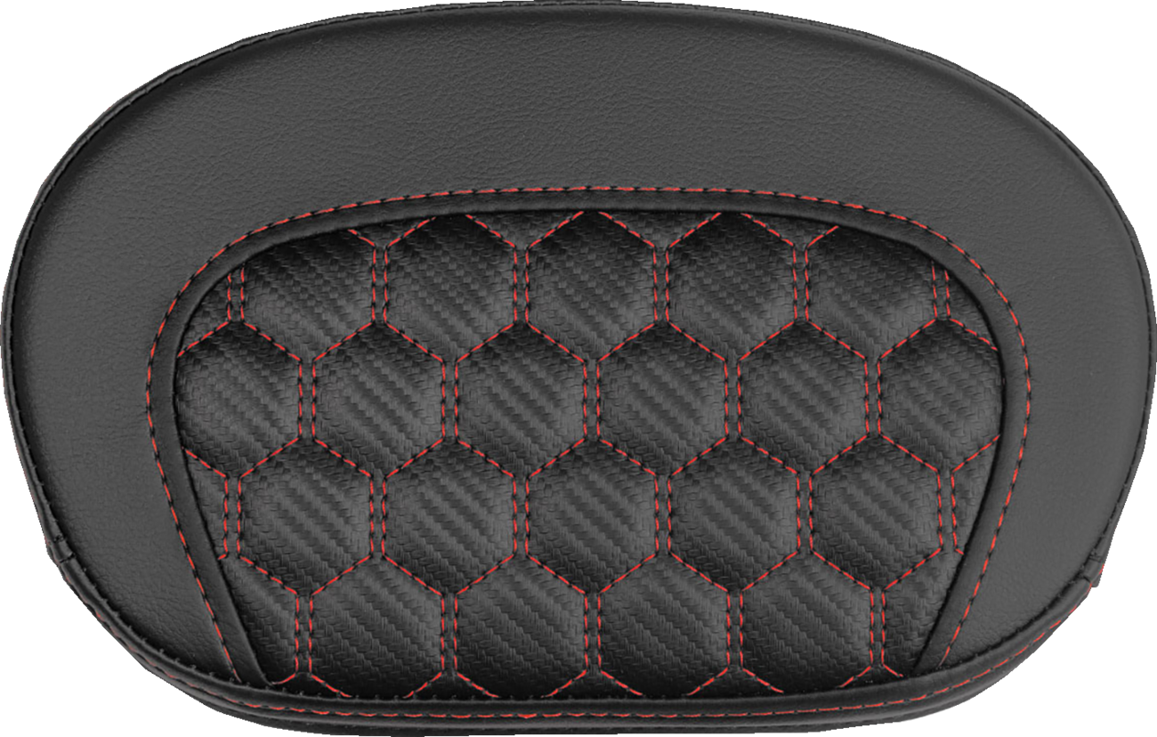 SADDLEMEN Mini Contour Sissy Bar Pad - Honeycomb - Red Stitch 061019004
