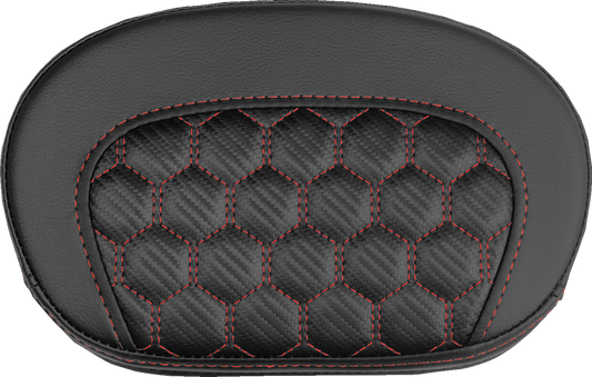 SADDLEMEN Mini Contour Sissy Bar Pad - Honeycomb - Red Stitch 061019004