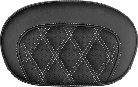 SADDLEMEN Mini Contour Sissy Bar Pad - Lattice Stitch - White Stitch 061018406