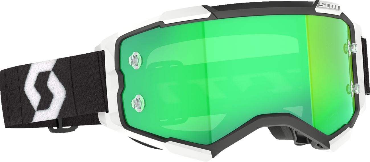 SCOTT Fury Goggle Black/White with Green Chrome Lens – High-Performance Motocross Eye Protection
