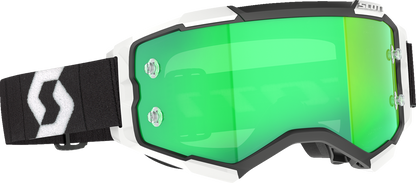 SCOTT Fury Goggle Black/White with Green Chrome Lens – High-Performance Motocross Eye Protection