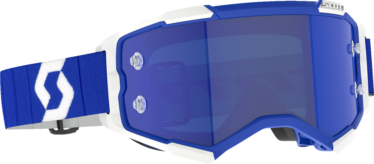 SCOTT Fury Goggle with Blue Chrome Lens - Low-Profile Motocross Goggles with Lens Lock System and Anti-Fog Treatment