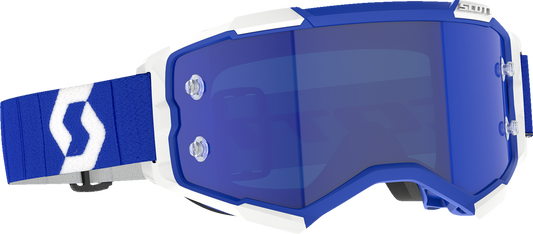 SCOTT Fury Goggle with Blue Chrome Lens - Low-Profile Motocross Goggles with Lens Lock System and Anti-Fog Treatment