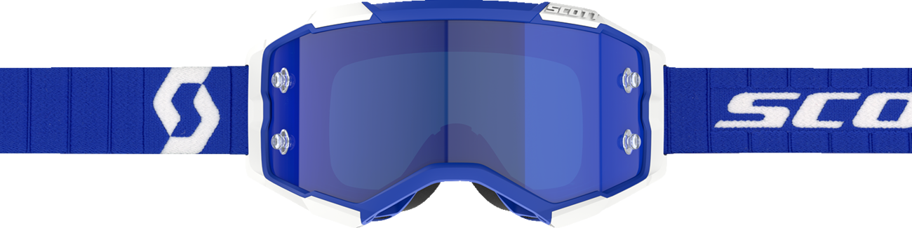 SCOTT Fury Goggle with Blue Chrome Lens - Low-Profile Motocross Goggles with Lens Lock System and Anti-Fog Treatment