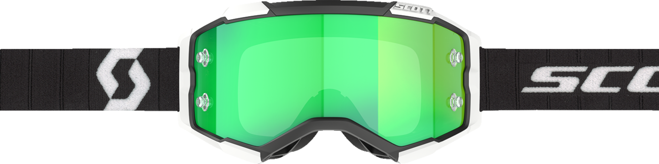 SCOTT Fury Goggle Black/White with Green Chrome Lens – High-Performance Motocross Eye Protection