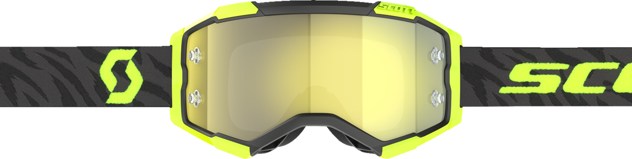 SCOTT Fury Zebra Goggle with Yellow Chrome Lens - Black/Neon Yellow