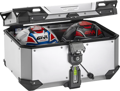 GIVI Outback Evo Top Case 58L OBKEV58AA – Aluminum Motorcycle Storage with Adjustable ARHS and Waterproof Design