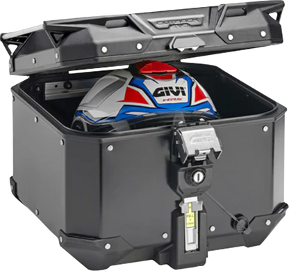GIVI Outback Evo Top Case 42L Black OBKEV42B – Durable Aluminum Motorcycle Luggage